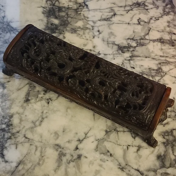 Mid 20th Century Chinese Dragon Motif Footed Box